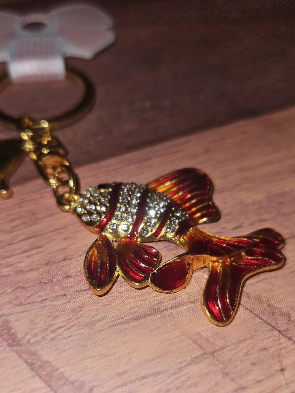 Rhinestone Red Enamel Fish Keychain Charms Nwt